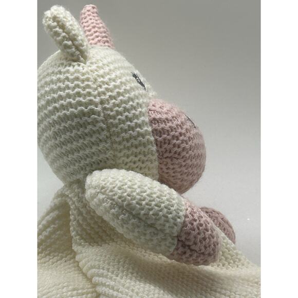 Modern Baby Knit Unicorn Security Blanket Cream & Pink - Picture 10 of 12